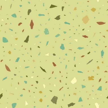 Terrazzo kusursuz desen. Khaki klasik döşeme dokusu. Doğal taşlardan, granitten, kuvarstan, mermerden ve betondan yapılmış nefes kesici bir arka plan. Orijinal dikişsiz terrazzo.