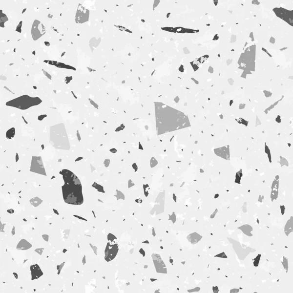 Modèle Sans Couture Terrazzo Revêtement Sol Classique Noir Blanc Charmant — Image vectorielle