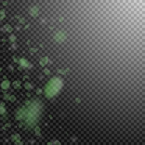 Зеленые Лепестки Цветов Падают Псевдоромантический Градиент Цветов Летающий Лепесток Прозрачном — стоковый вектор