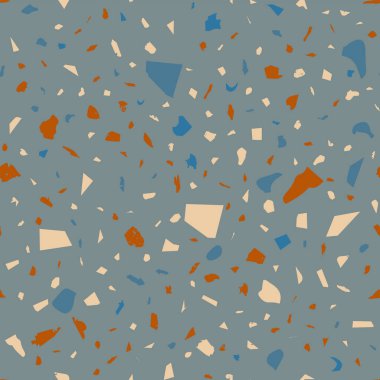 Terrazzo kusursuz desen. Topraksı klasik döşeme dokusu. Doğal taşlardan, granitten, kuvarstan, mermerden ve betondan yapılmış nefes kesici bir arka plan. Muhteşem dikişsiz terrazzo..