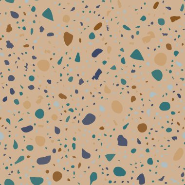 Terrazzo kusursuz desen. Taş klasik döşeme dokusu. Doğal taşlardan, granitten, kuvarstan, mermerden ve betondan yapılmış parlak bir arka plan. Yaratıcı, kusursuz terrazzo.