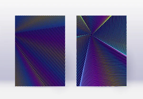 Ensemble Gabarits Couverture Lignes Abstraites Présentation Brochure Moderne Rainbow Dégradés — Image vectorielle