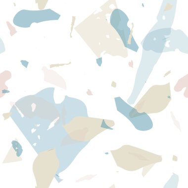 Terrazzo kusursuz desen. Mavi klasik döşeme dokusu. Doğal taşlardan, granitten, kuvarstan, mermerden, betondan yapılmış arka plan. Terrazzo pürüzsüz desenli serin renklerde. 