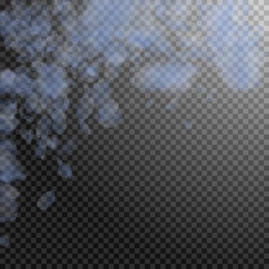 Açık mavi çiçek yaprakları dökülüyor. Takdire şayan romantik çiçekler yağmur gibi yağıyor. Şeffaf kare arka planda uçan taç yaprakları. Aşk, romantizm kavramı. Güzel düğün davetiyesi.