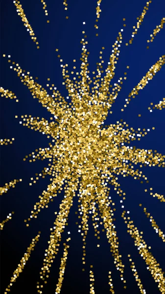 Gold Glitzert Luxus Funkelnden Konfetti Verstreute Kleine Goldpartikel Auf Dunkelblauem — Stockvektor