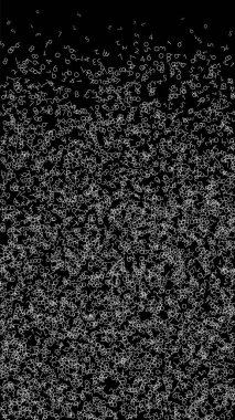 Düşen sayılar, büyük veri konsepti. İkili beyaz kaotik uçuş numaraları. Siyah arka planda popüler fütürist afiş. Düşen sayılarla dijital vektör illüstrasyonu.