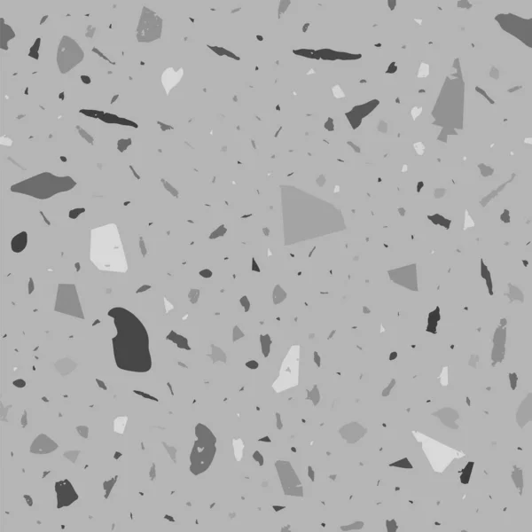 Modèle Sans Couture Terrazzo Revêtement Sol Classique Noir Blanc Fond — Image vectorielle