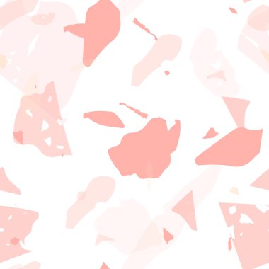 Terrazzo kusursuz desen. Pastel Venedik kaldırım taklidi fayans. Terrazzo pürüzsüz desenli, serin renklerde. Doğal taşlardan, granitten, kuvarstan, mermerden, betondan yapılmış arkaplan. 