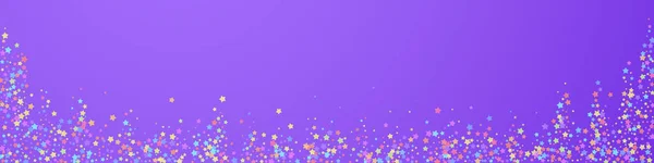 Feestelijke Authentieke Confetti Feeststerren Kleurrijke Sterren Violette Achtergrond Schattig Feestelijk — Stockvector