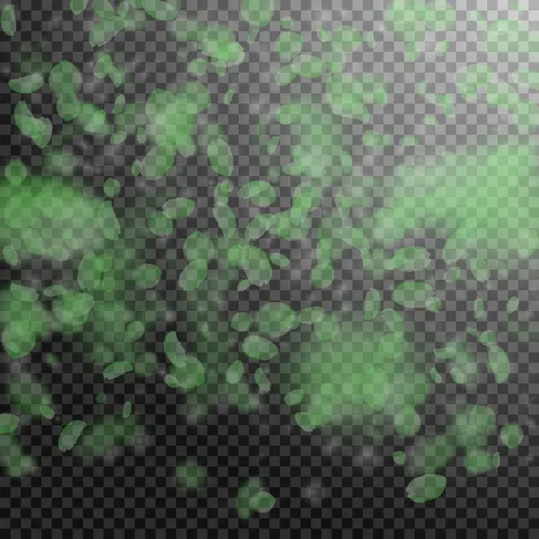 Зеленые Лепестки Цветов Падают Великолепный Градиент Романтических Цветов Летающий Лепесток — стоковый вектор
