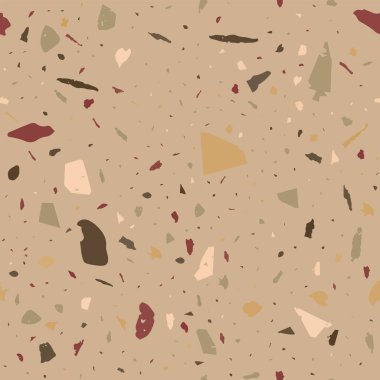 Terrazzo kusursuz desen. Topraksı klasik döşeme dokusu. Doğal taşlardan, granitten, kuvarstan, mermerden ve betondan yapılmış nefes kesici bir arka plan. Tereyağından kıl çeker gibi..