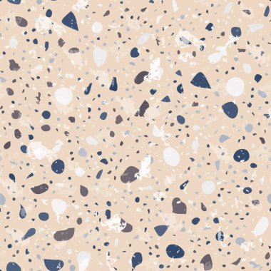 Terrazzo kusursuz desen. Nazik klasik döşeme dokusu. Doğal taşlardan, granitten, kuvarstan, mermerden ve betondan yapılmış klas bir arka plan. Sevinçten havalara uçuyor..