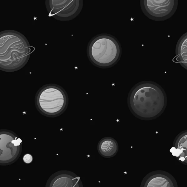 Estilo Desenho Animado Padrão Galaxy Astronauta Com Foguete Alienígena Espaço —  Vetores de Stock