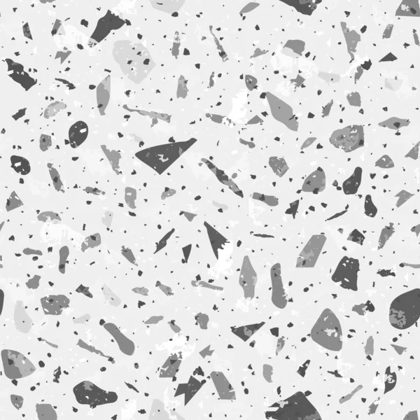 Terrazzo无缝图案 黑白经典地板纹理 迷人的背景由天然石头 花岗岩 大理石和混凝土制成 额外无缝特拉佐 — 图库矢量图片