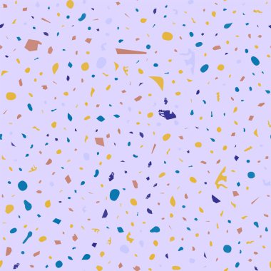 Terrazzo kusursuz desen. Pastel klasik döşeme dokusu. Doğal taşlardan, granitten, kuvarstan, mermerden ve betondan yapılmış parlak bir arka plan. Çekici dikişsiz terrazzo..