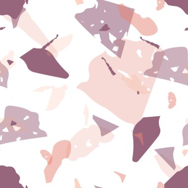 Terrazzo kusursuz desen. İç dekorasyon için minimalist döşeme taşı. Terrazzo pürüzsüz desenli, serin renklerde. Doğal taşlardan, granitten, kuvarstan, mermerden, betondan yapılmış arkaplan. 