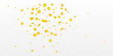 Rus rublesi düşüyor. Göz kamaştırıcı dağınık ovalama paraları. Rusya parası. Büyük ikramiye, servet ya da başarı konsepti. Vektör illüstrasyonu.