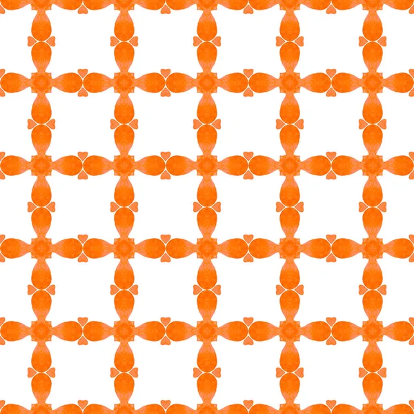 夏のエキゾチックなシームレスな国境 オレンジ素晴らしいBohoシックな夏のデザイン テキスタイル準備ができて芸術的なプリント 水着生地 エキゾチックなシームレスなパターン — ストック写真