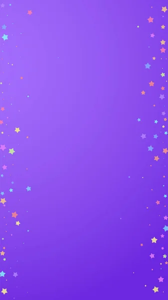 Confete Criativo Festivo Estrelas Celebração Estrelas Coloridas Aleatórias Fundo Violeta — Vetor de Stock