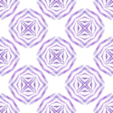 Yeşil geometrik sembolün suluboya sınırı. Mor değerli boho şık yaz tasarımı. Sembol suluboya deseni. Tekstil hazır büyüleyici baskı, mayo kumaş, duvar kağıdı, ambalaj..