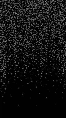 Düşen sayılar, büyük veri konsepti. Çift beyaz düzensiz uçan parmaklar. Siyah arka planda ilginç bir gelecek afişi. Düşen sayılarla dijital vektör illüstrasyonu.