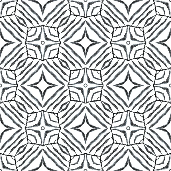 Mosaisch Nahtloses Muster Schwarz Weiß Erhabenes Boho Chic Sommerdesign Textilfertiger — Stockfoto