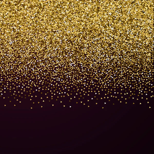 Triângulos Dourados Brilham Luxo Espumante Confete Espalhado Pequenas Partículas Ouro — Vetor de Stock