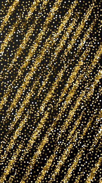 Guld Glitter Lyx Mousserande Konfetti Spridda Små Guldpartiklar Svart Bakgrund — Stock vektor
