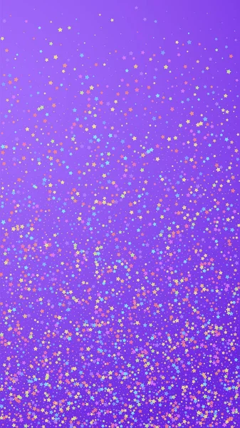 Festlich Kühles Konfetti Feierstars Bunte Sterne Klein Auf Violettem Hintergrund — Stockvektor