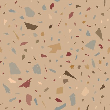 Terrazzo kusursuz desen. Topraksı klasik döşeme dokusu. Doğal taşlardan, granitten, kuvarstan, mermerden ve betondan yapılmış nefes kesici bir arka plan. İnanılmaz dikişsiz terrazzo..