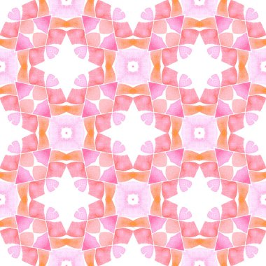 Mozaik kusursuz desen. Turuncu kalın boho şık yaz tasarımı. Tekstil hazır baskı, mayo kumaş, duvar kağıdı, ambalaj. El çizimi yeşil mozaik pürüzsüz sınır.