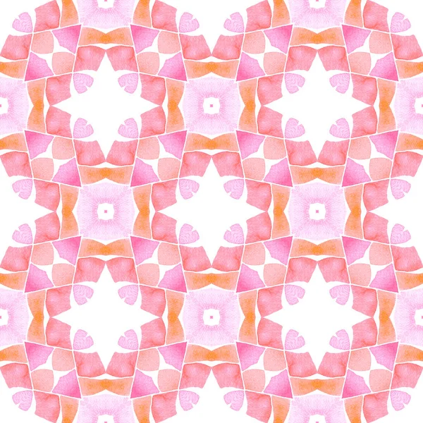 Mozaik kusursuz desen. Turuncu kalın boho şık yaz tasarımı. Tekstil hazır baskı, mayo kumaş, duvar kağıdı, ambalaj. El çizimi yeşil mozaik pürüzsüz sınır.