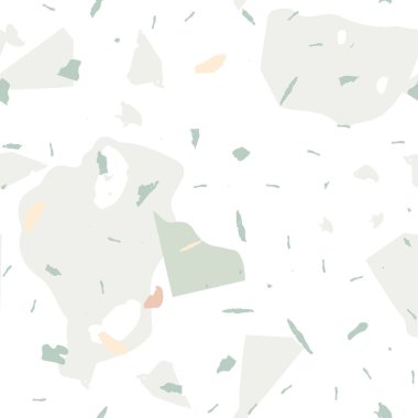 Terrazzo kusursuz desen. İç dekorasyon için minimalist döşeme taşı. Doğal taşlardan, granitten, kuvarstan, mermerden, betondan yapılmış arka plan. Terrazzo pürüzsüz desenli serin renklerde. 