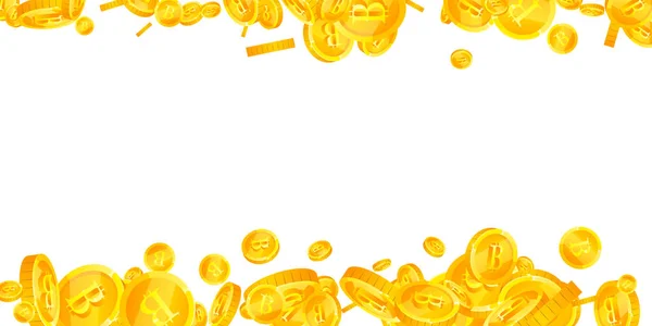 Bitcoin Les Pièces Monnaie Internet Tombent Fascinant Dispersé Pièces Btc — Image vectorielle