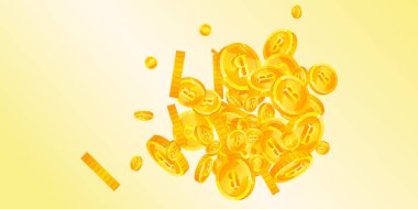 Tayland baht sikkeleri düşüyor. Kusursuz dağınık THB paraları. Tayland parası. Büyük ikramiye, servet ya da başarı konsepti. Vektör illüstrasyonu.