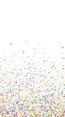 Şenlikli değerli konfeti. Kutlama yıldızları. Beyaz arka planda neşeli bir konfeti. Büyük şablon şablonu. Dikey vektör arkaplanı.