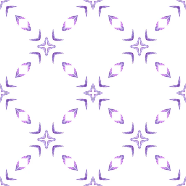繊維準備ができてオリジナルプリント 水着生地 紫の魅惑的なBohoシックな夏のデザイン 水着のデザインを繰り返すイカト タイルの境界を繰り返す水彩イカット — ストック写真