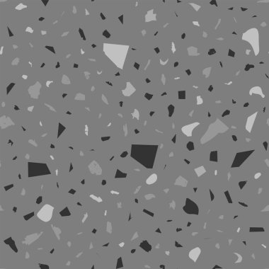 Terrazzo kusursuz desen. Siyah ve beyaz klasik döşeme dokusu. Doğal taşlardan, granitten, kuvarstan, mermerden ve betondan yapılmış kalın bir arka plan. Kusursuz terrazzo..