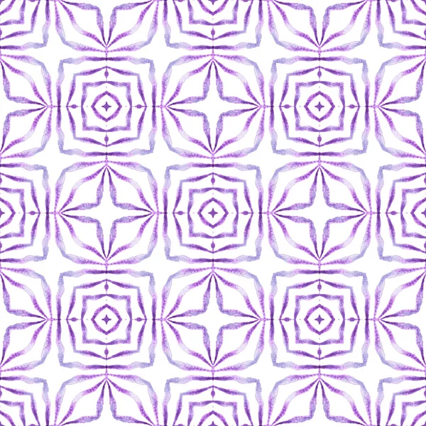 Fondo Acuarela Azulejos Diseño Verano Boho Chic Majestuoso Púrpura Estampado — Foto de Stock