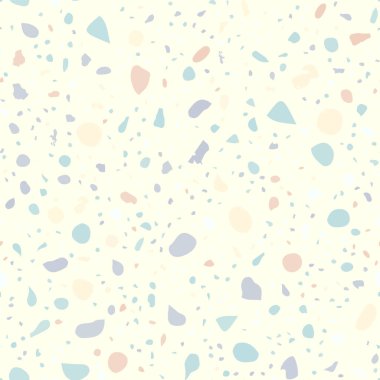 Terrazzo kusursuz desen. Pastel klasik döşeme dokusu. Doğal taşlardan, granitten, kuvarstan, mermerden ve betondan yapılmış nefes kesici bir arka plan. Şaşırtıcı bir terrazzo..