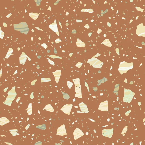 Terrazzo Seamless Pattern Earthy Classic Flooring Texture Classic Background Made — 스톡 벡터