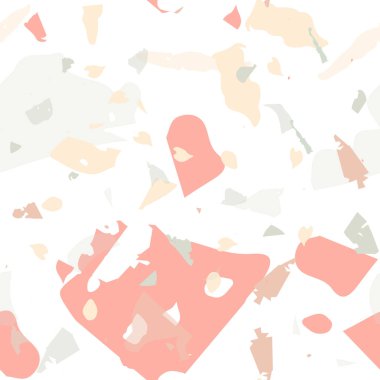 Terrazzo kusursuz desen. Taşlı turuncu gerçekçi mermer dokusu. Doğal taşlardan, granitten, kuvarstan, mermerden, betondan yapılmış arka plan. Terrazzo pürüzsüz desenli serin renklerde. 