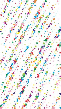 Canlı sayılar düşüyor. Uçan parmaklarla matematik çalışma konsepti. Beyaz arka planda garip bir matematik afişi. Düşen sayılar vektör illüstrasyonu.