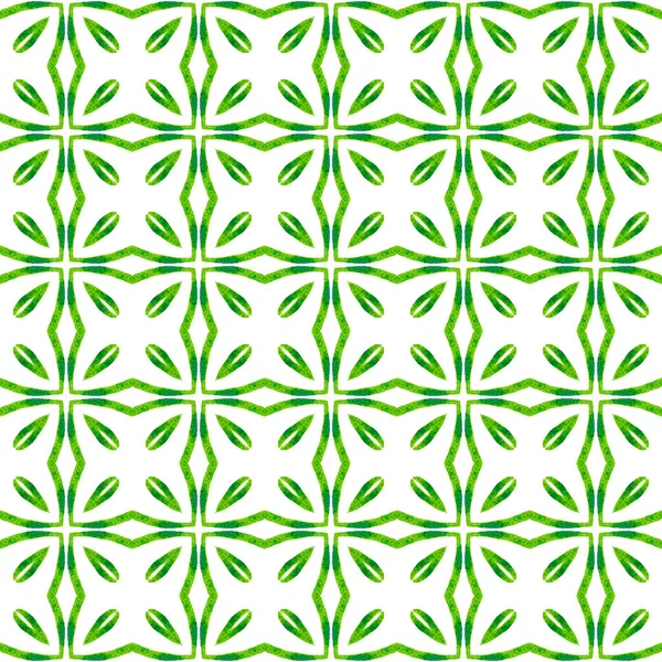 テキスタイル準備ができてグラマラスプリント 水着生地 グリーン印象的なBohoシックな夏のデザイン 緑の幾何学的なシェブロン水彩境界 シェブロン水彩柄 — ストック写真