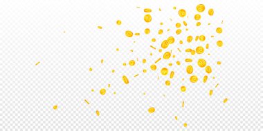 Rus rublesi düşüyor. Dağınık bozuk paralar. Rusya parası. Büyük ikramiye, servet ya da başarı konsepti. Vektör illüstrasyonu.