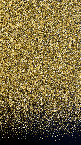 Золотые Треугольники Блестят Роскошными Сверкающими Конфетти Разбросанные Мелкие Частицы Золота — стоковый вектор
