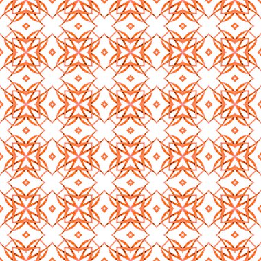 Mozaik kusursuz desen. Turuncu canlı boho şık yaz tasarımı. Tekstil hazır silinmez baskı, mayo kumaş, duvar kağıdı, ambalaj. El çizimi yeşil mozaik pürüzsüz sınır.