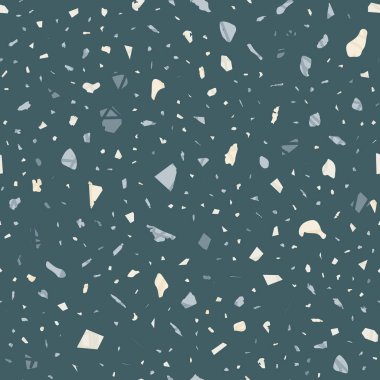 Terrazzo kusursuz desen. Koyu klasik döşeme dokusu. Doğal taşlardan, granitten, kuvarstan, mermerden ve betondan yapılmış büyüleyici bir arka plan. Harikulade dikişsiz terrazzo.