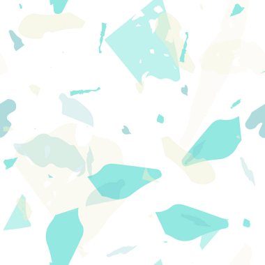 Terrazzo kusursuz desen. Pastel Venedik kaldırım taklidi fayans. Doğal taşlardan, granitten, kuvarstan, mermerden, betondan yapılmış arka plan. Terrazzo pürüzsüz desenli serin renklerde. 