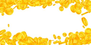 Bitcoin, internet para birimleri düşüyor. Hoş, dağınık BTC paraları. Kripto para, dijital para. Tatlı ikramiye, servet ya da başarı konsepti. Vektör illüstrasyonu.